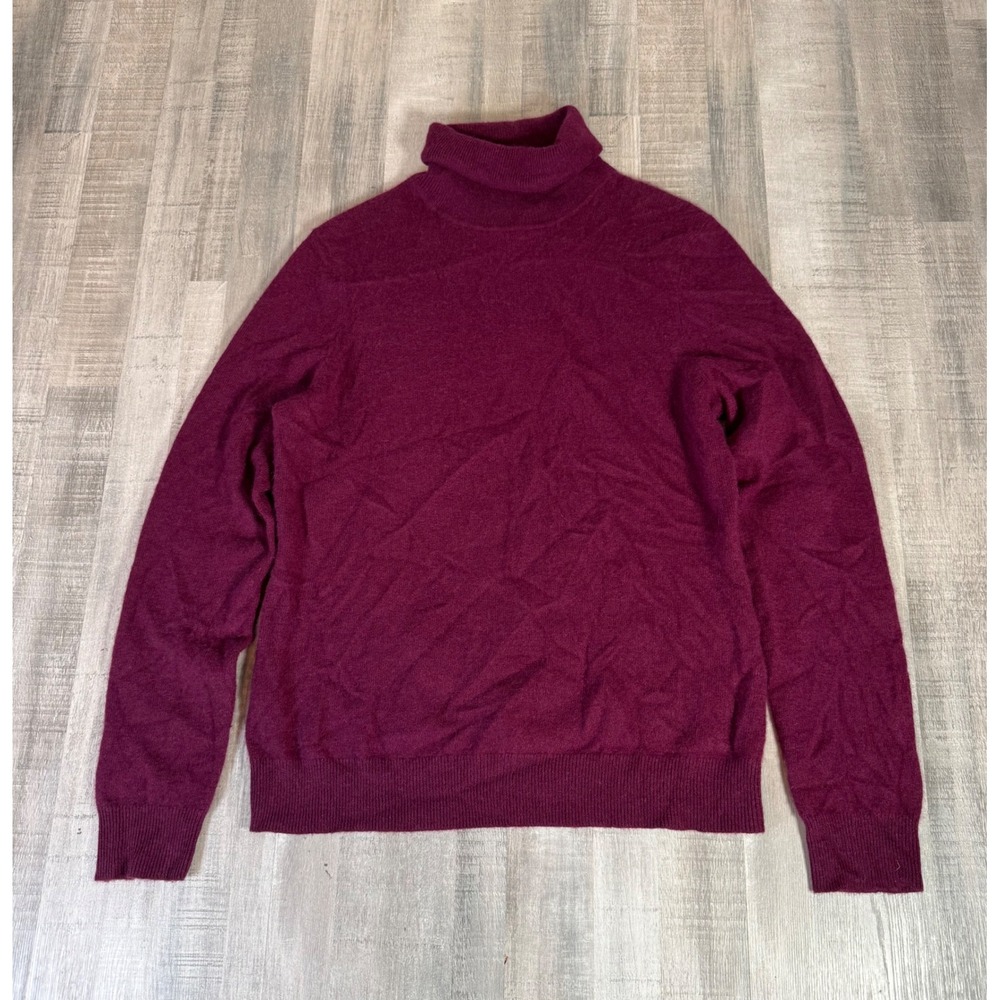 Lord & Taylor Cashmere Turtleneck Sweater Burgundy Plum Purple Womens Large